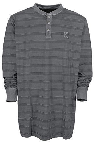 Kitaro T Shirt Longsleeve Langarm Herren Kragen Henley Baumwolle Extra Lang Tall, Farbe:grau, Herrengrößen:3XT im Sale